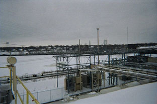 A frozen Wisconsin River in Wisconsin Rapids, WI 