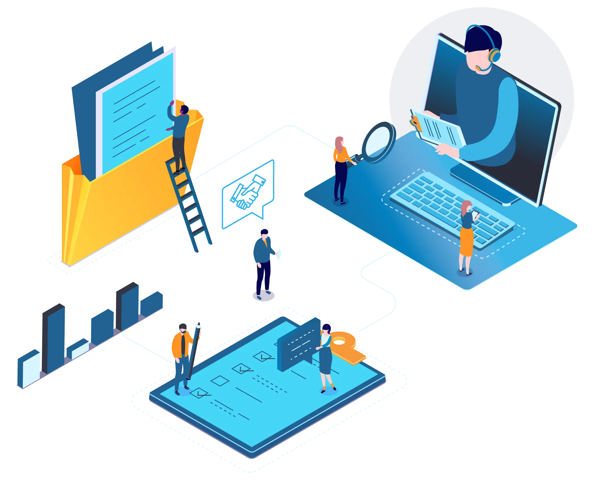 A simplified graphic layout of different services we offer