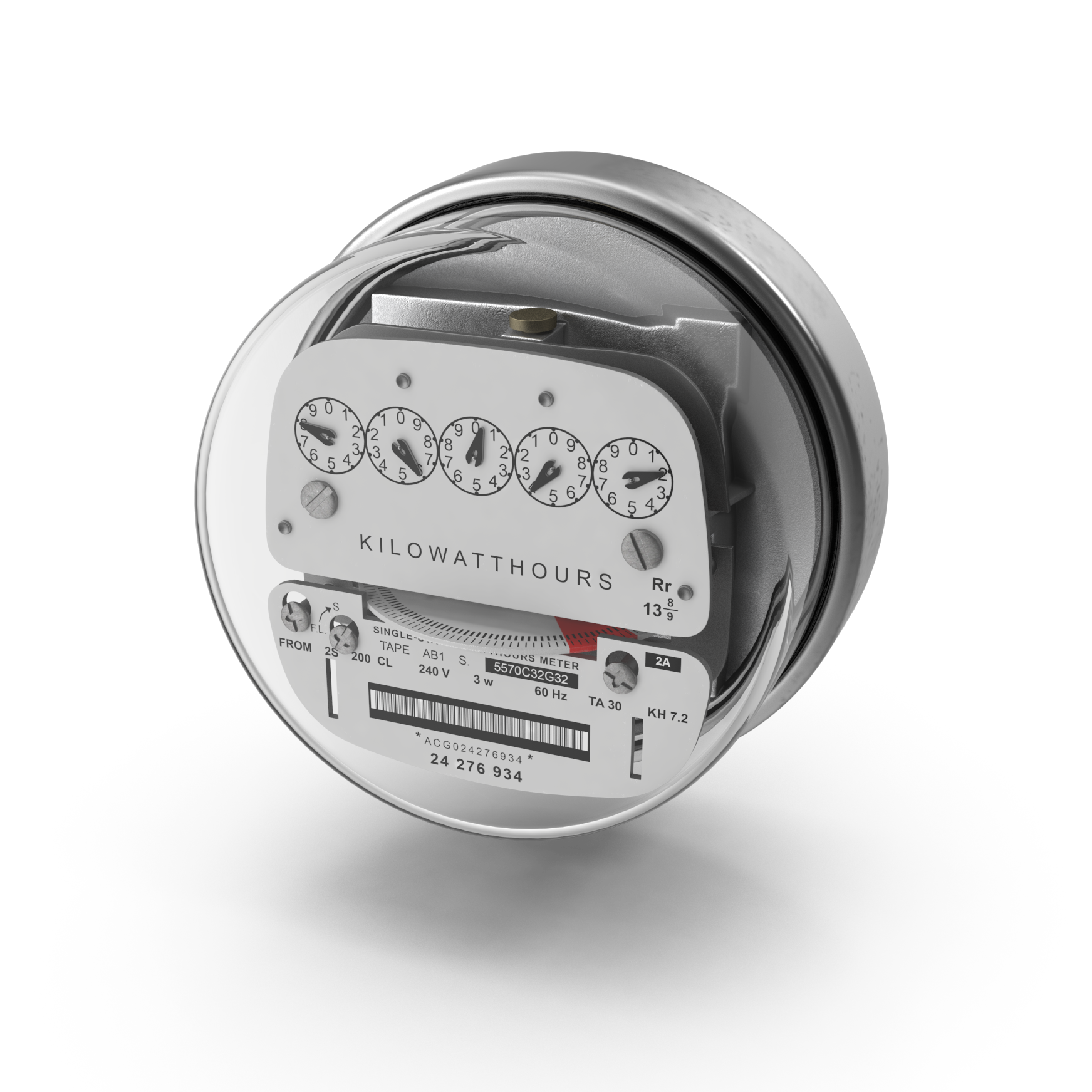 an electric meter with a clear background