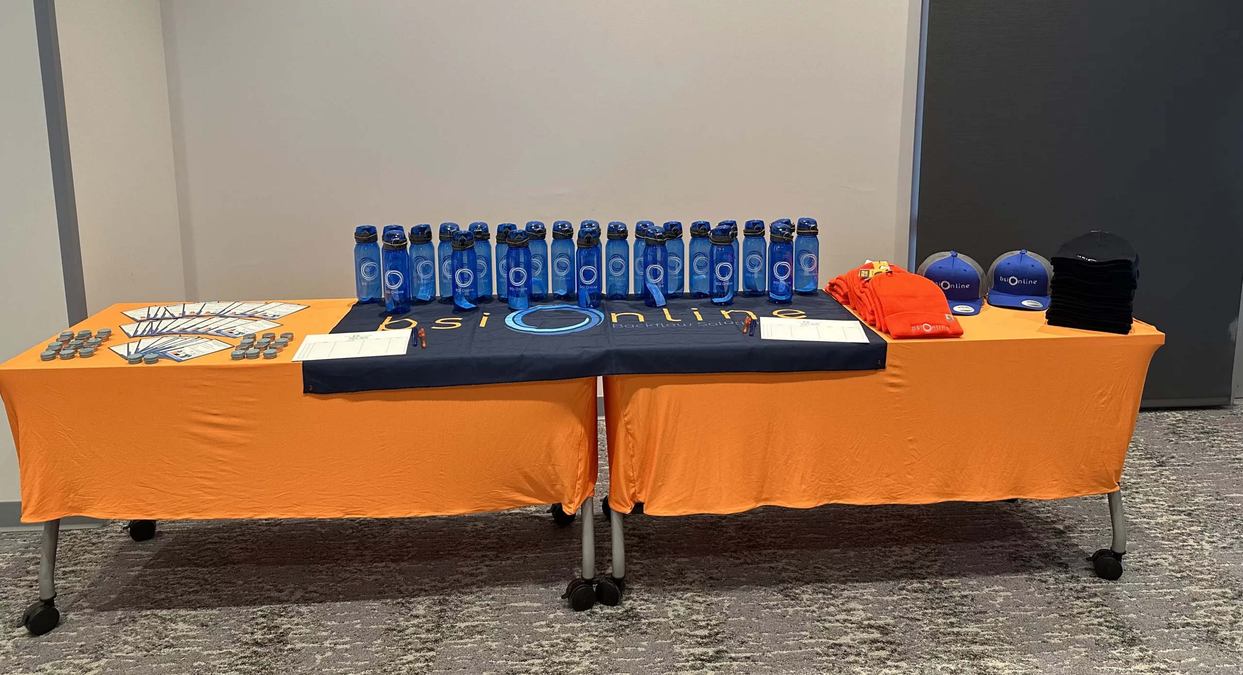 A Backflow solutions swag table at a Lunch and Learn